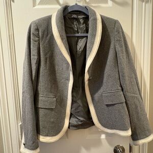 Gray Chelsea and Theodore wool blazer with Cream Trim size 2